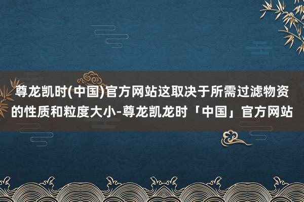 尊龙凯时(中国)官方网站这取决于所需过滤物资的性质和粒度大小-尊龙凯龙时「中国」官方网站