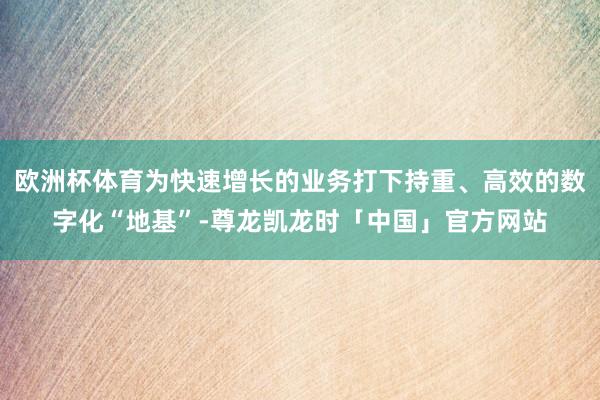 欧洲杯体育为快速增长的业务打下持重、高效的数字化“地基”-尊龙凯龙时「中国」官方网站