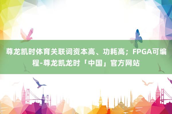 尊龙凯时体育关联词资本高、功耗高；FPGA可编程-尊龙凯龙时「中国」官方网站