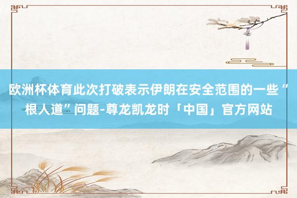欧洲杯体育此次打破表示伊朗在安全范围的一些“根人道”问题-尊龙凯龙时「中国」官方网站