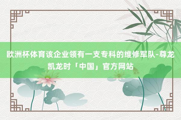 欧洲杯体育该企业领有一支专科的维修军队-尊龙凯龙时「中国」官方网站