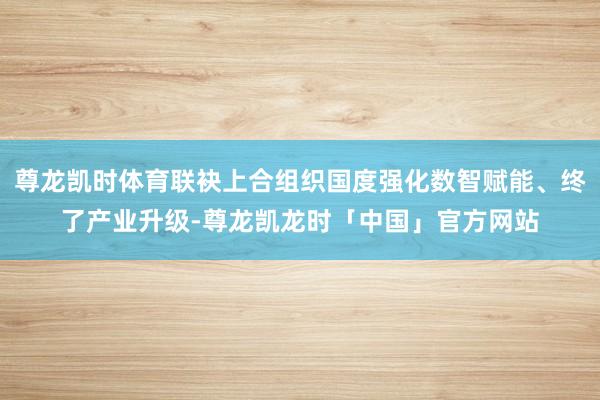 尊龙凯时体育联袂上合组织国度强化数智赋能、终了产业升级-尊龙凯龙时「中国」官方网站