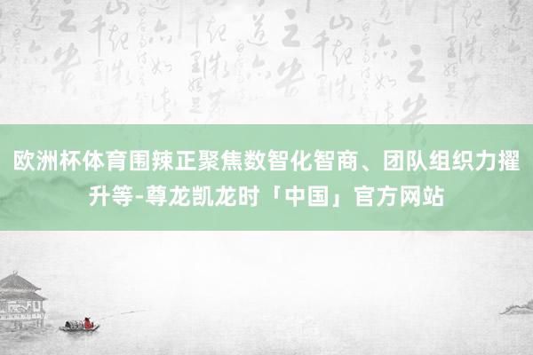 欧洲杯体育围辣正聚焦数智化智商、团队组织力擢升等-尊龙凯龙时「中国」官方网站