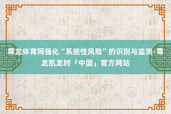尊龙体育网强化“系统性风险”的识别与监测-尊龙凯龙时「中国」官方网站