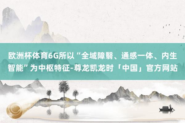 欧洲杯体育6G所以“全域障翳、通感一体、内生智能”为中枢特征-尊龙凯龙时「中国」官方网站
